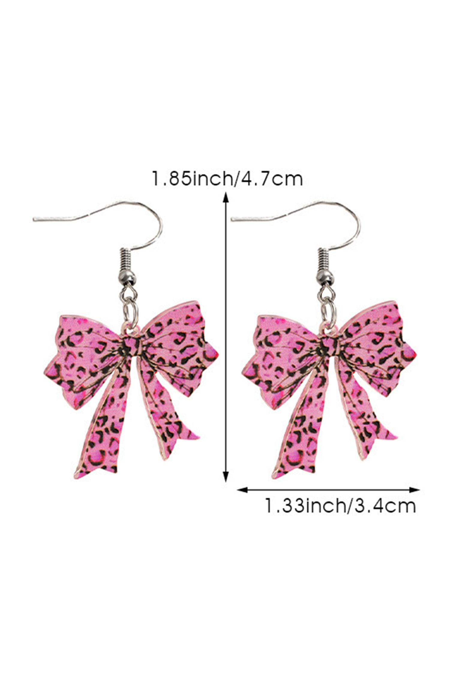 Cinnamon Stylish Leopard Printed Bow Stainless Hook Earrings - loveforevers