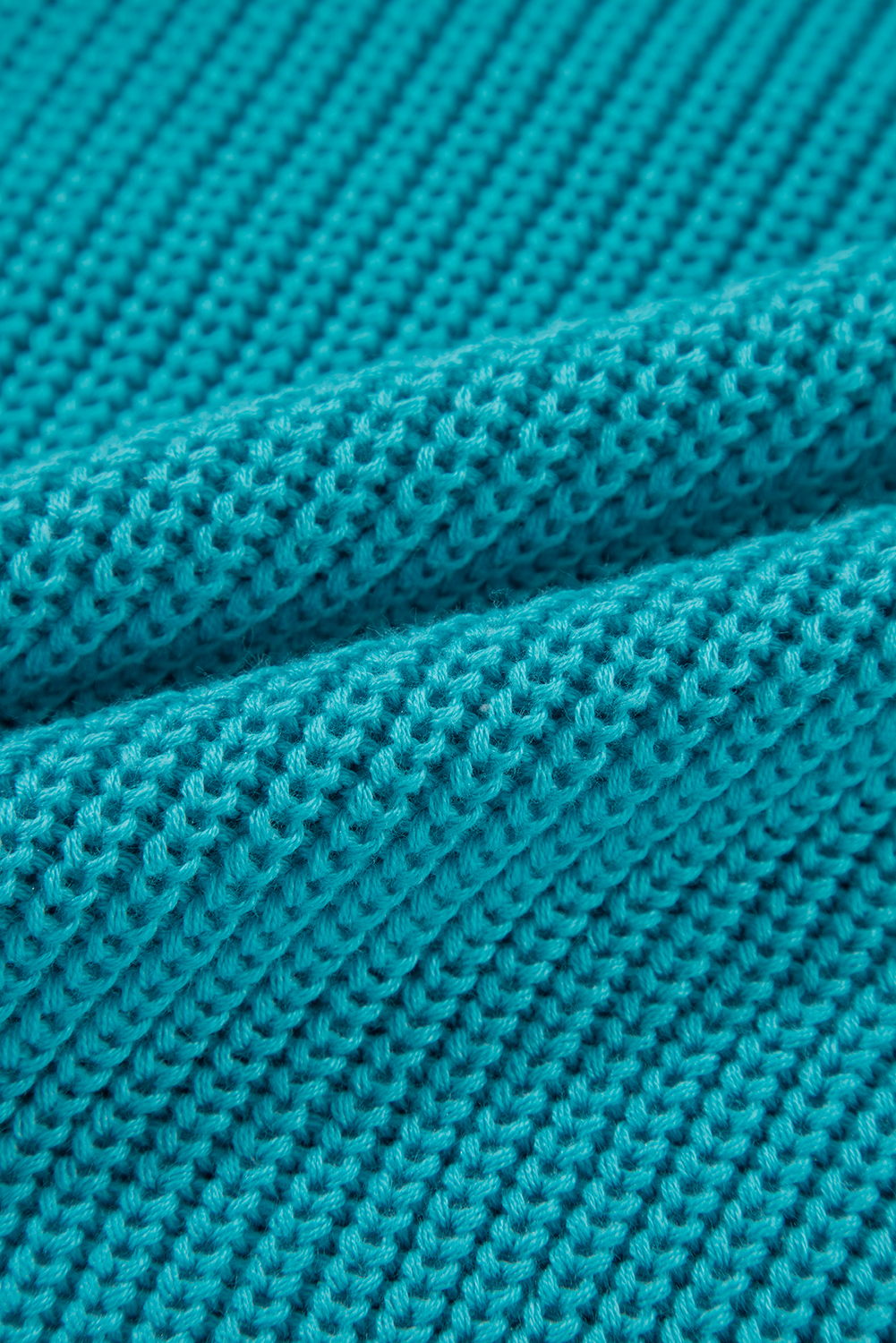 Turquoise Ruffled Eyelet Bubble Sleeve Sweater - loveforevers