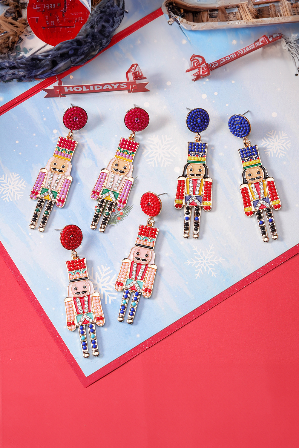 Racing Red Beaded Christmas Nutcracker Earrings - loveforevers