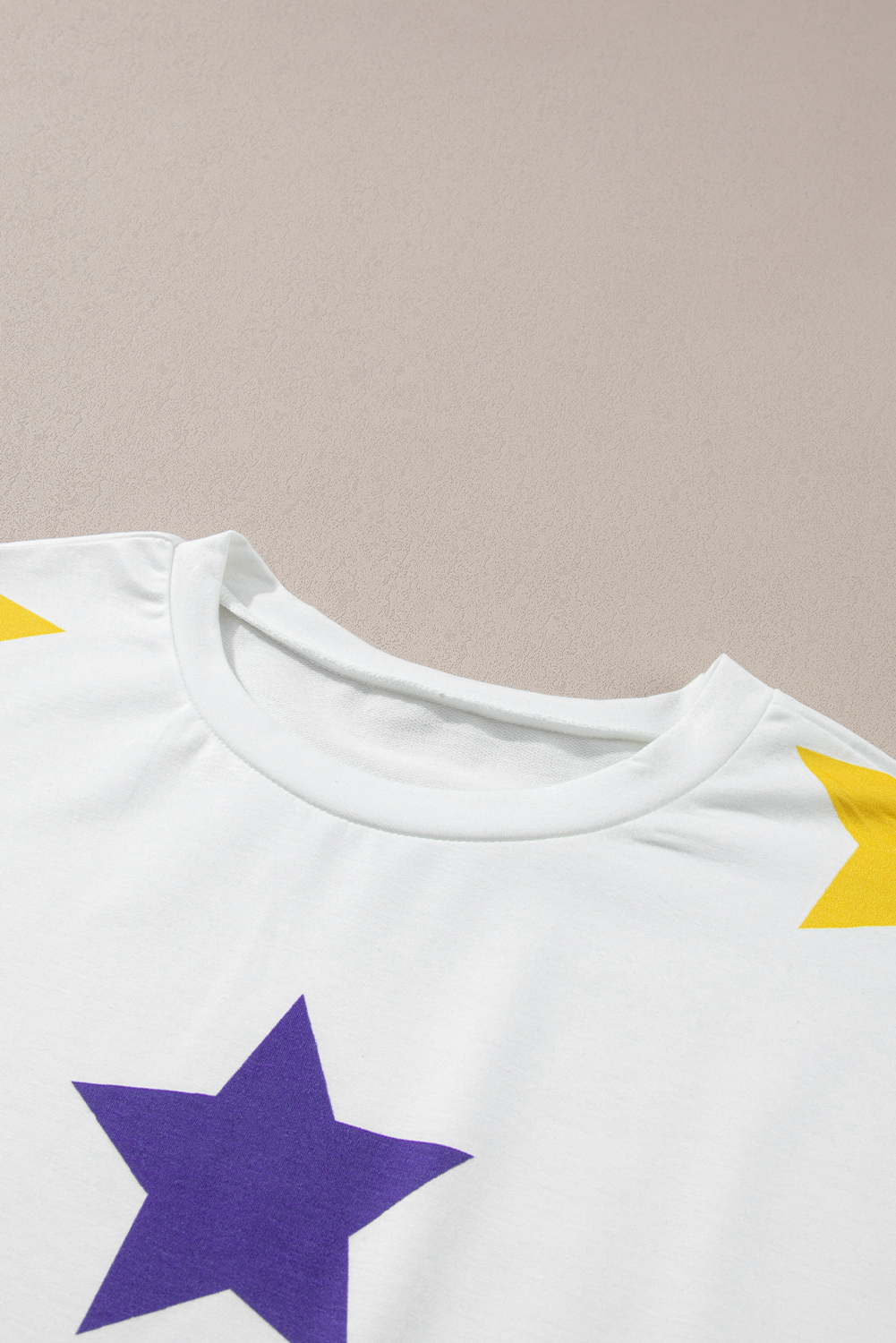 White Mardi Gras Star Printed Long Sleeve Top - loveforevers