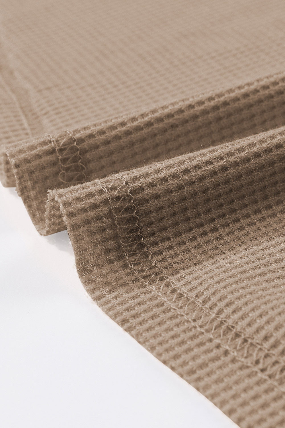 Brown Waffle Knit Buttoned Long Sleeve Top - loveforevers