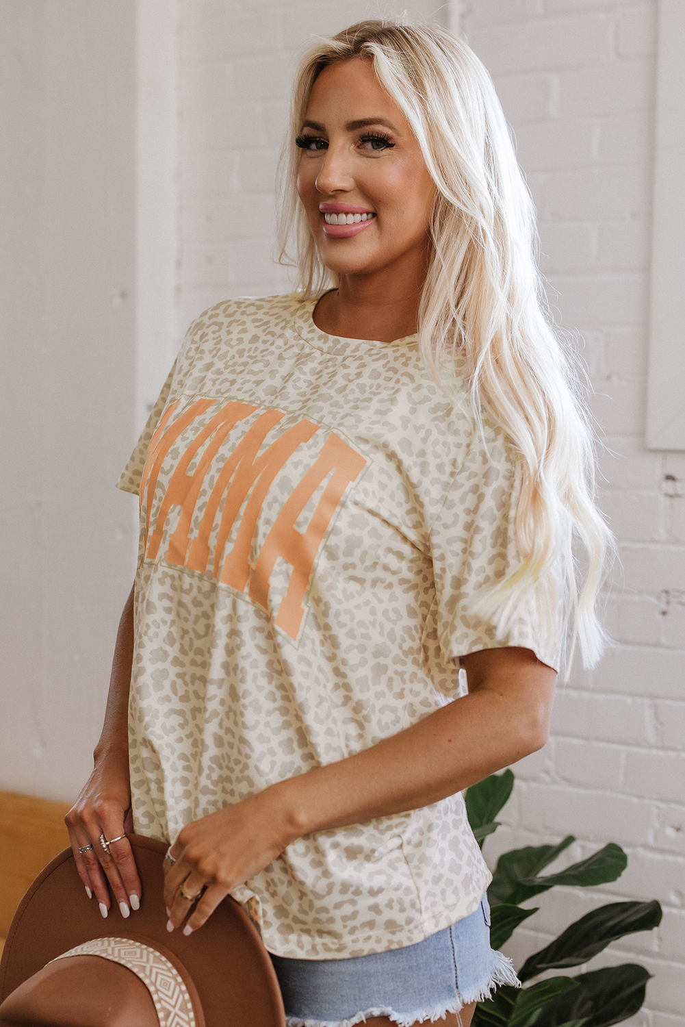 Yellow MAMA Letter Graphic Leopard Loose Tee - loveforevers