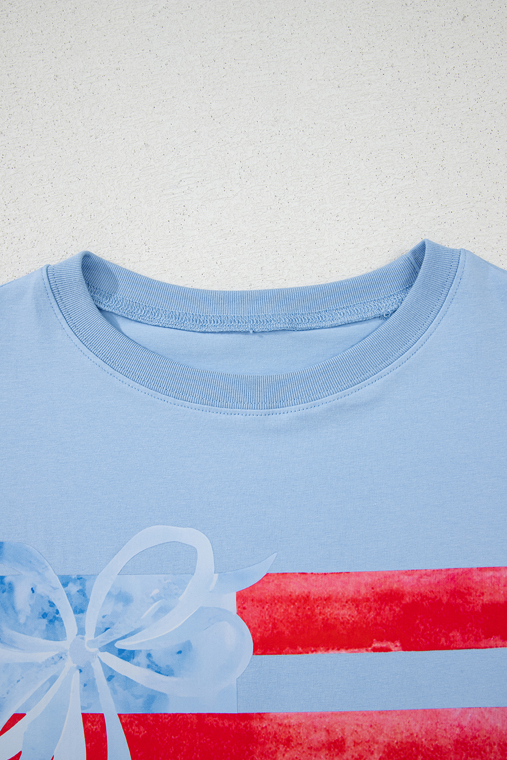 Myosotis Flag Bow Graphic Crewneck Tee - loveforevers