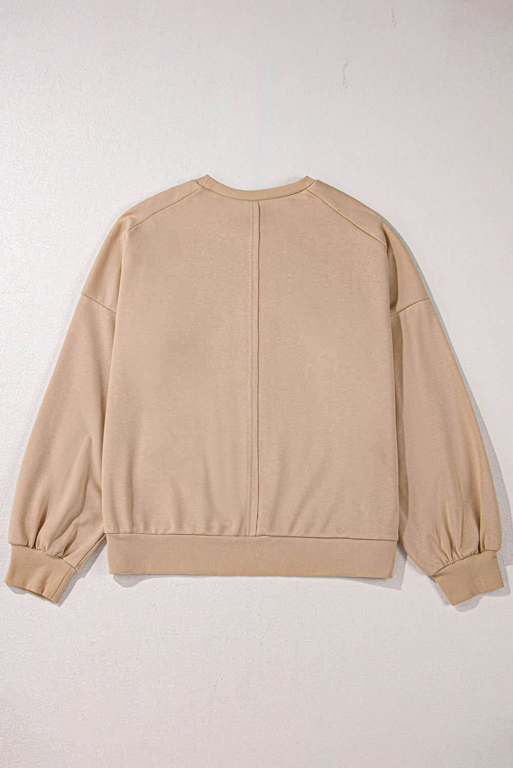 Beige Flower Patch Graphic Exposed Seam Wide Sleeve Top - loveforevers