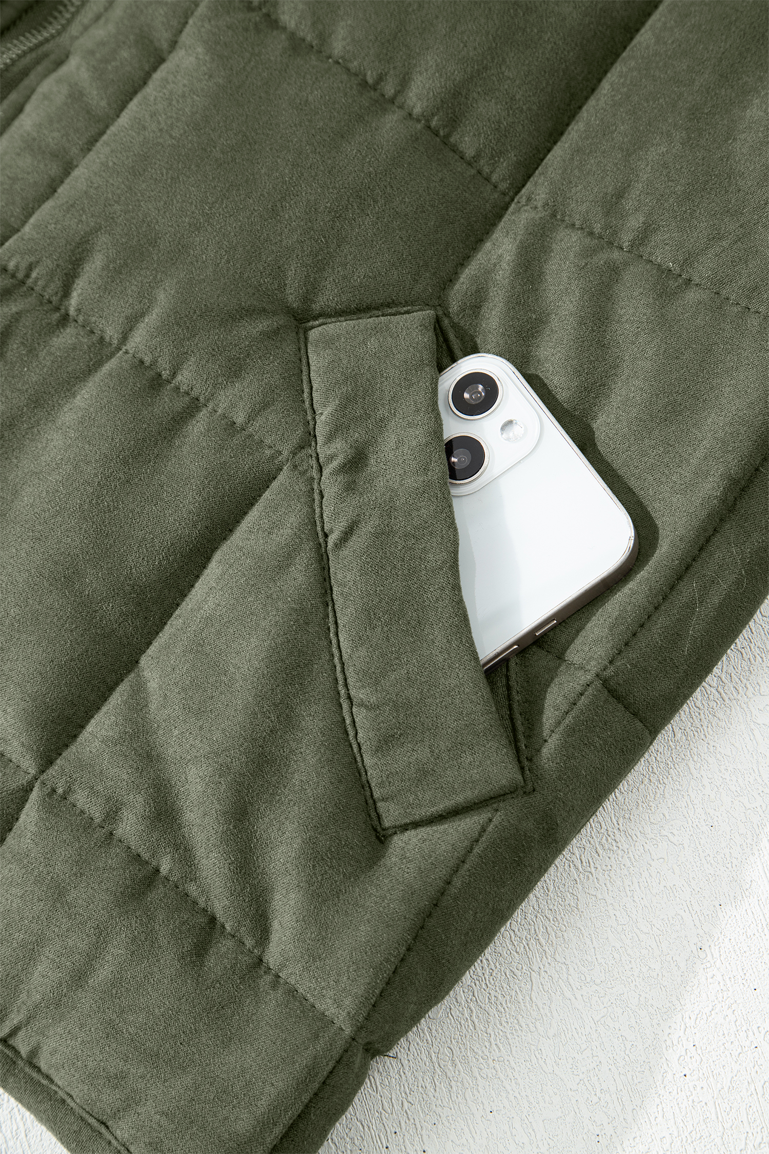 Khaki Zip-Up Pocket Quilted Jacket - loveforevers