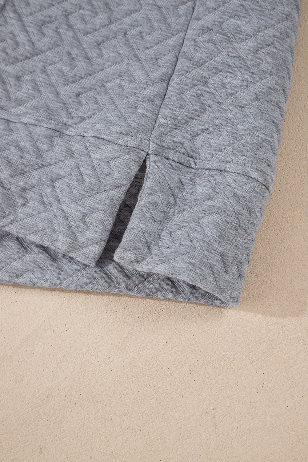 Gray Solid Textured Half Zipper Collared Sweatshirt - loveforevers