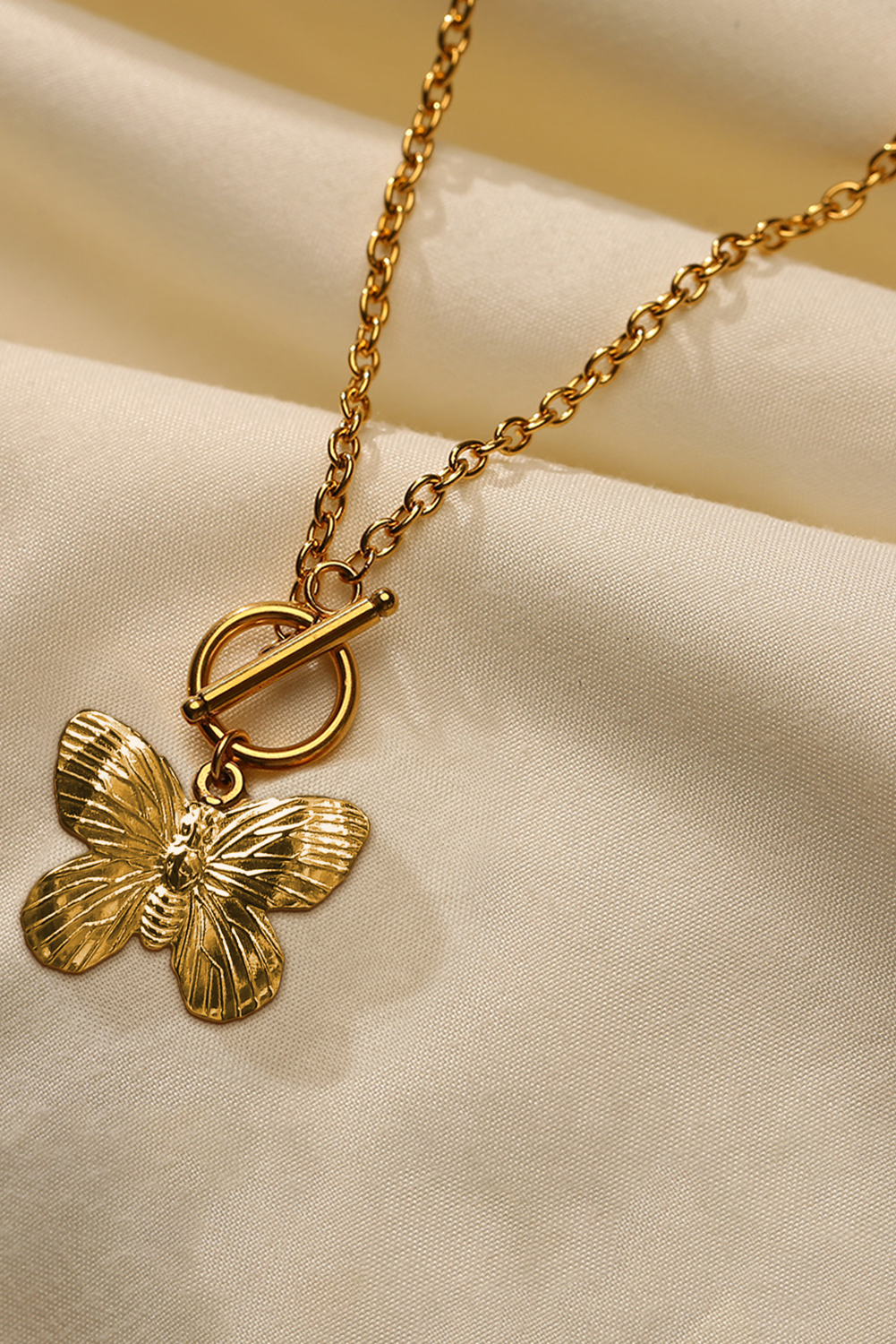 Gold Butterfly Pendant Plated Alloy Necklace - loveforevers