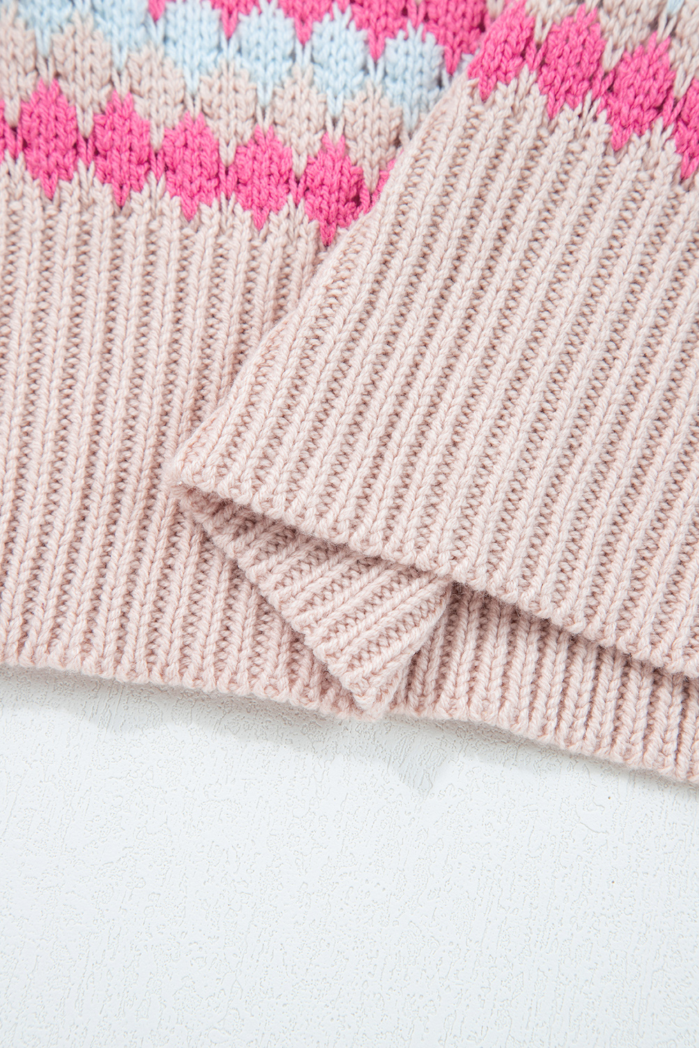 Brown Stripe Eyelet Patterned Drop Shoulder Sweater - loveforevers