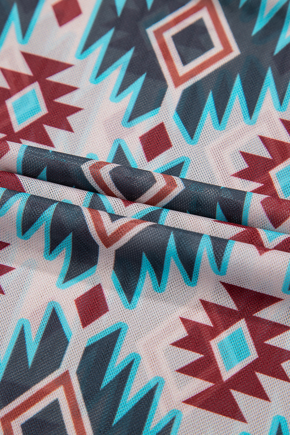 Blue Western Aztec Print Mesh Slim T Shirt - loveforevers