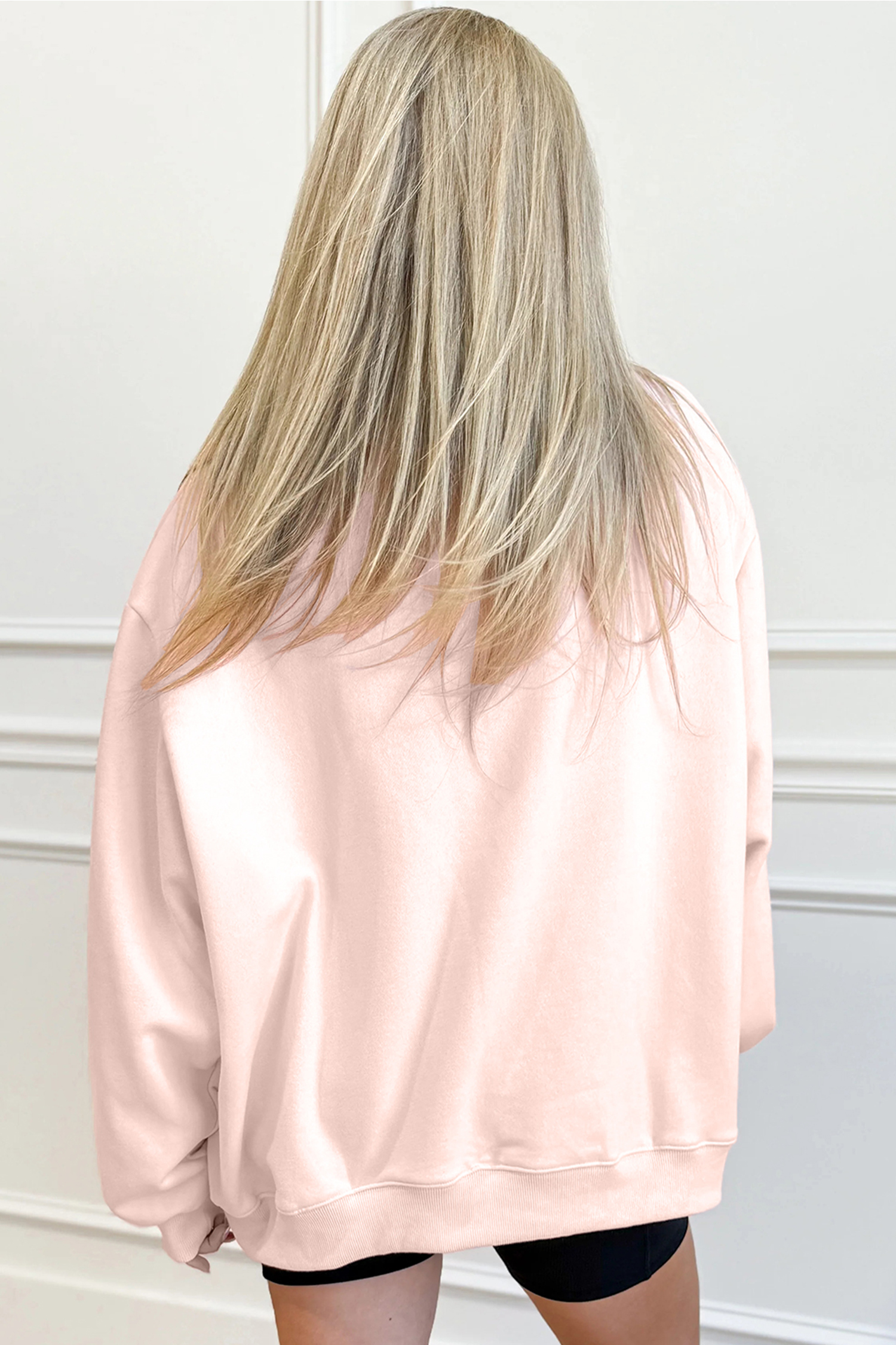 Apricot Pink Bubble Gum Bunny Chenille Patch Sweatshirt - loveforevers