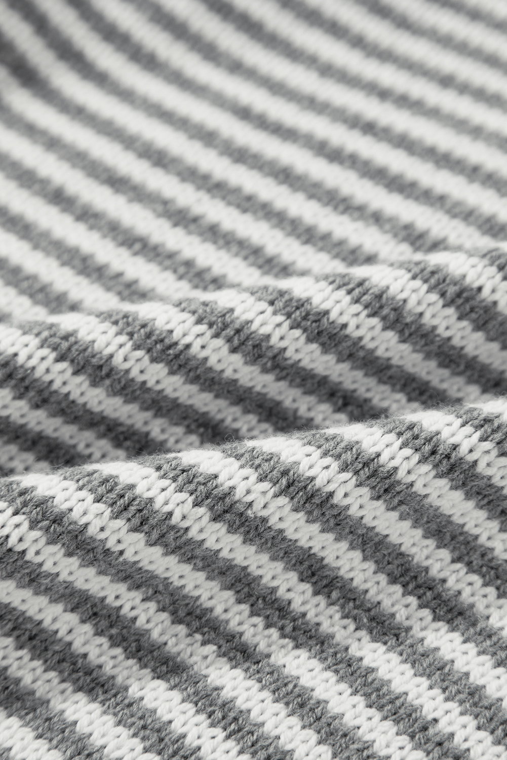 Gray Stripe Geometric Textured Drop Shoulder Sweater - loveforevers
