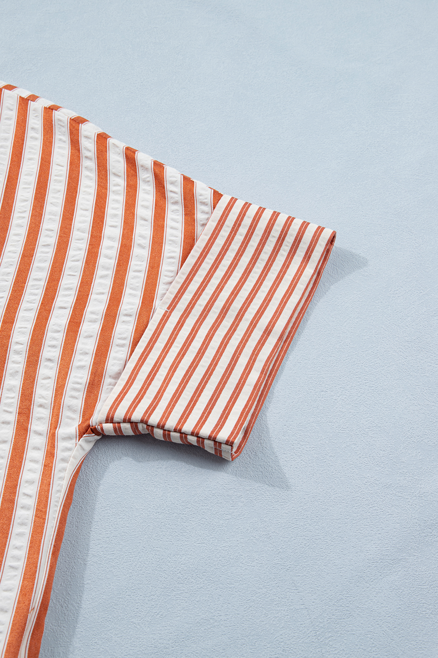 Brown Stripe Pinched V Neck Turn-up Cuffs Shift Mini Dress - loveforevers
