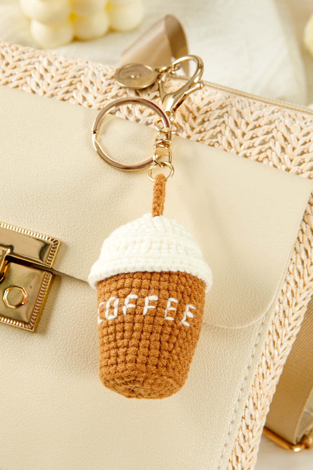 Thai Curry Crochet Coffee Pendent Keychain - loveforevers