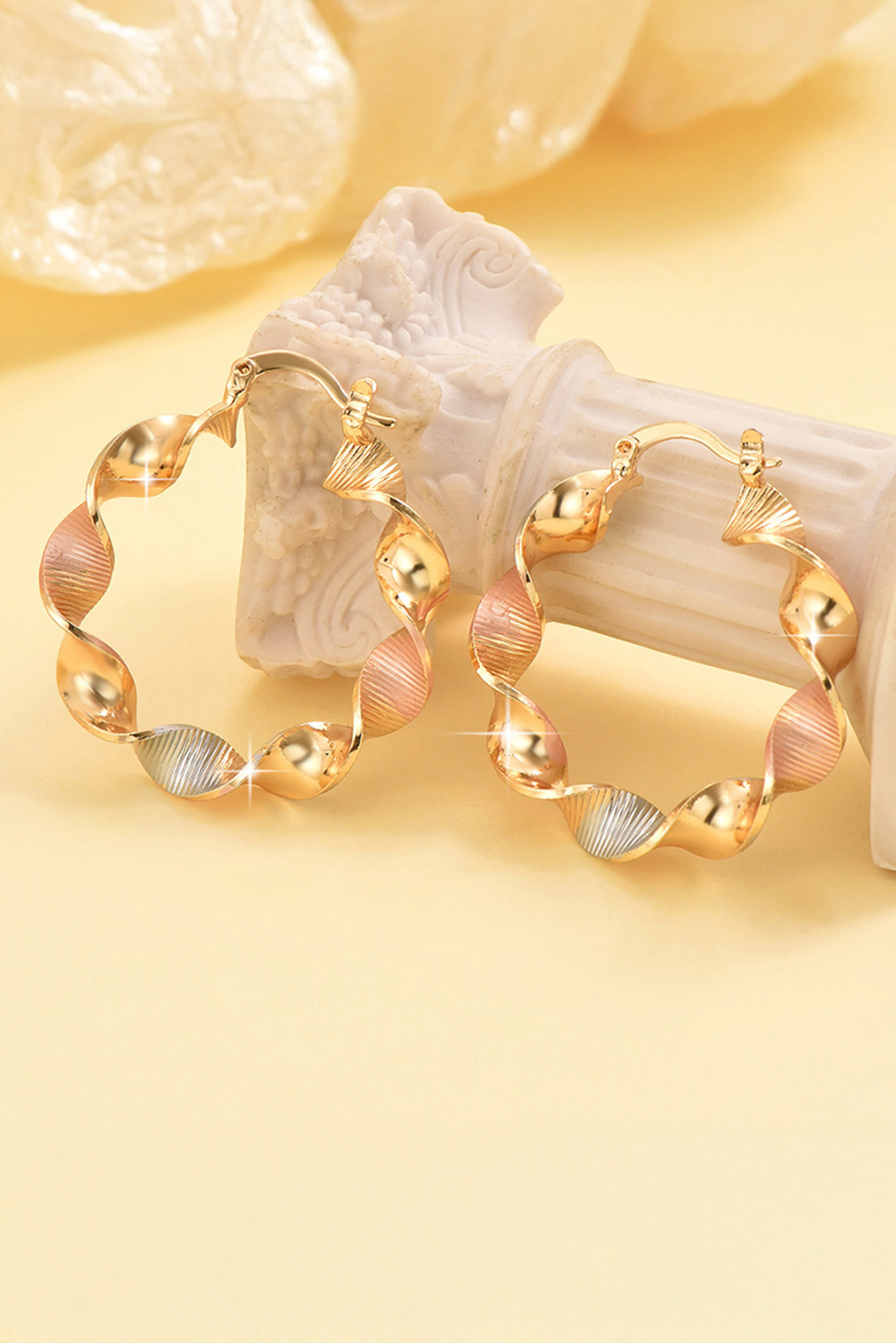 Gold Twisted Plated Alloy Hoop Earrings - loveforevers