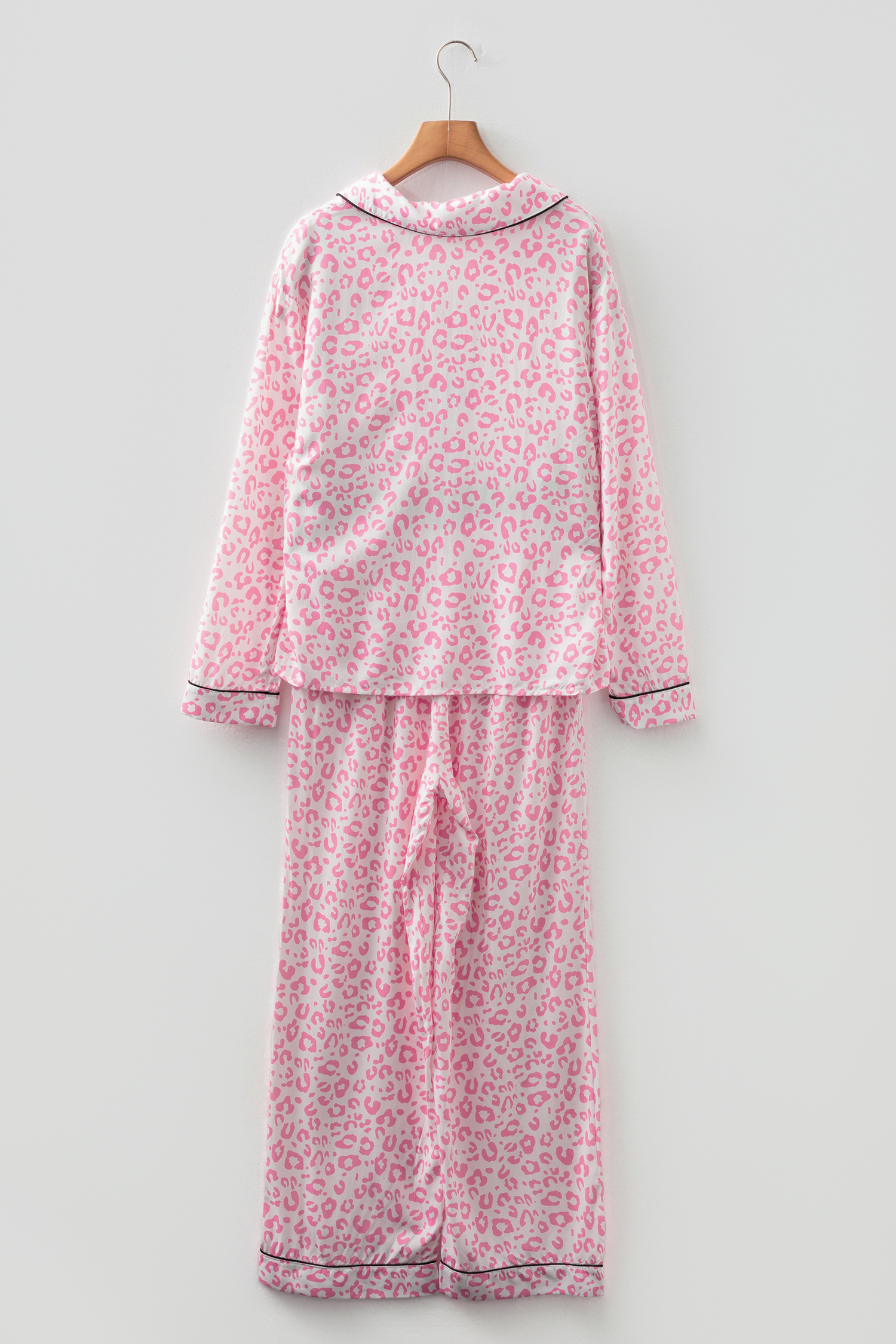 Pink Leopard Print 2cps Long Pajama Set - loveforevers