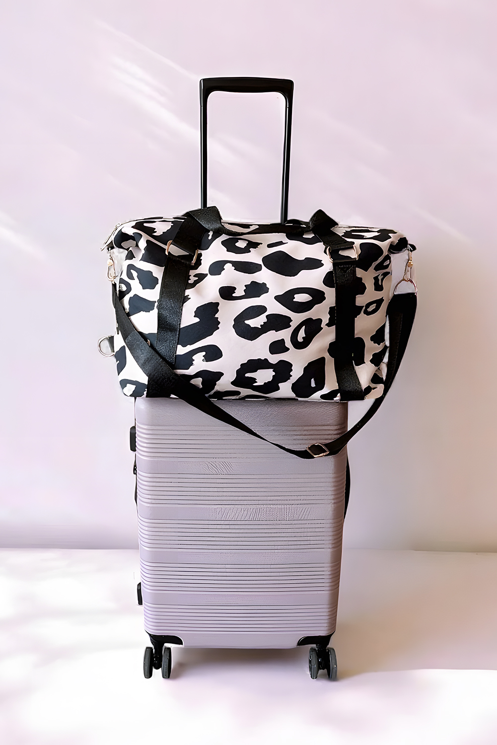 Bright Pink Leopard Print Large Travel Bag - loveforevers