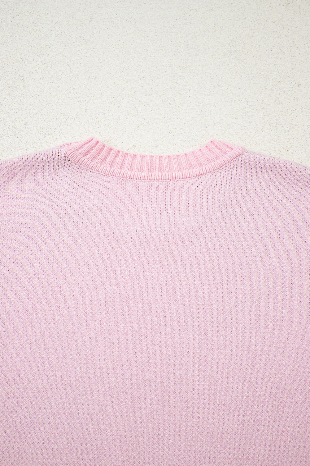 Pink Christmas Ginger Bread Man Print Round Neck Casual Sweater - loveforevers