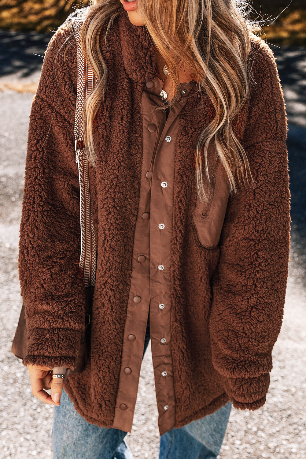 Red Clay Faux Shearling Teddy Bear Jacket - loveforevers