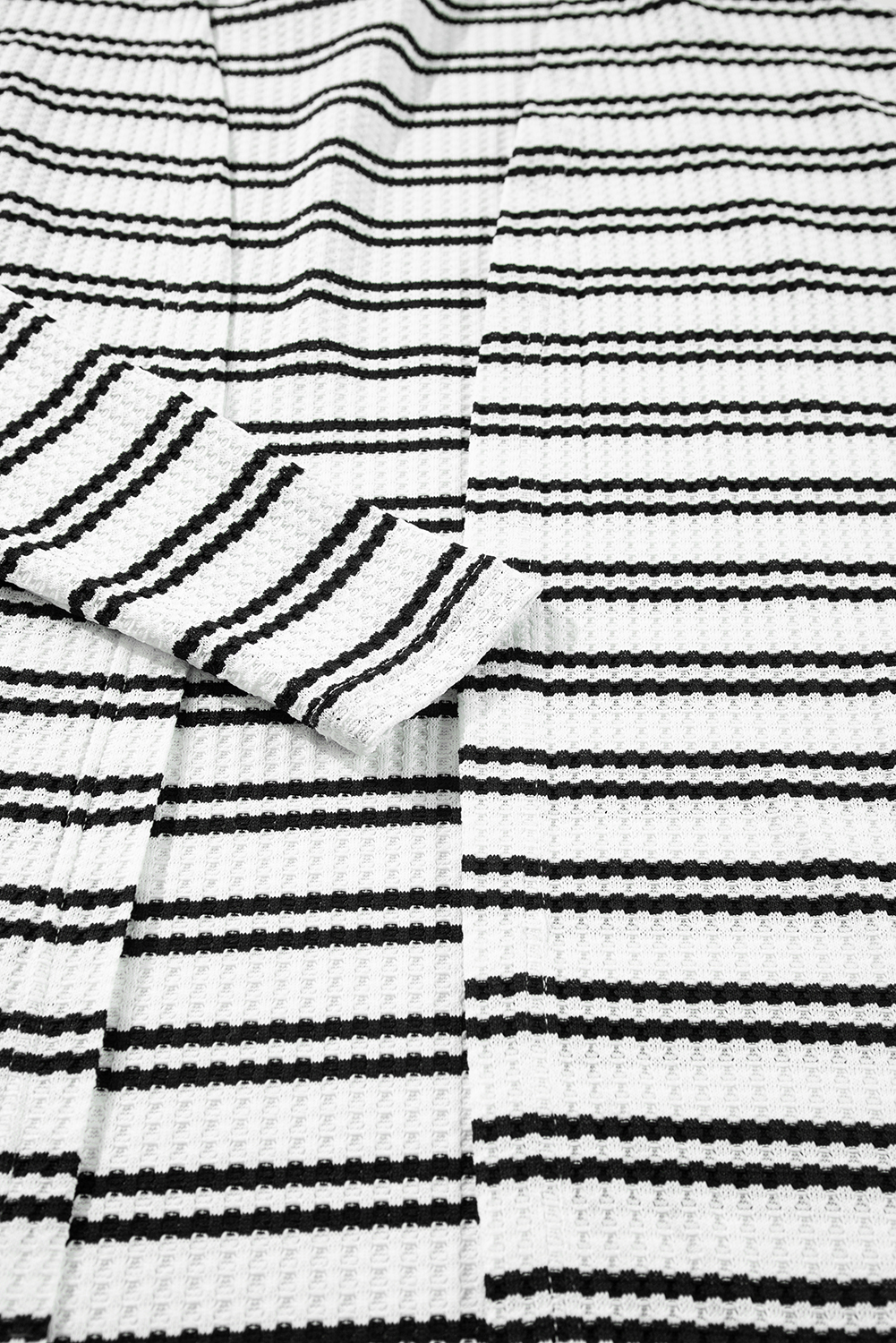 Black Stripe Print Open Front Duster Cardigan - loveforevers