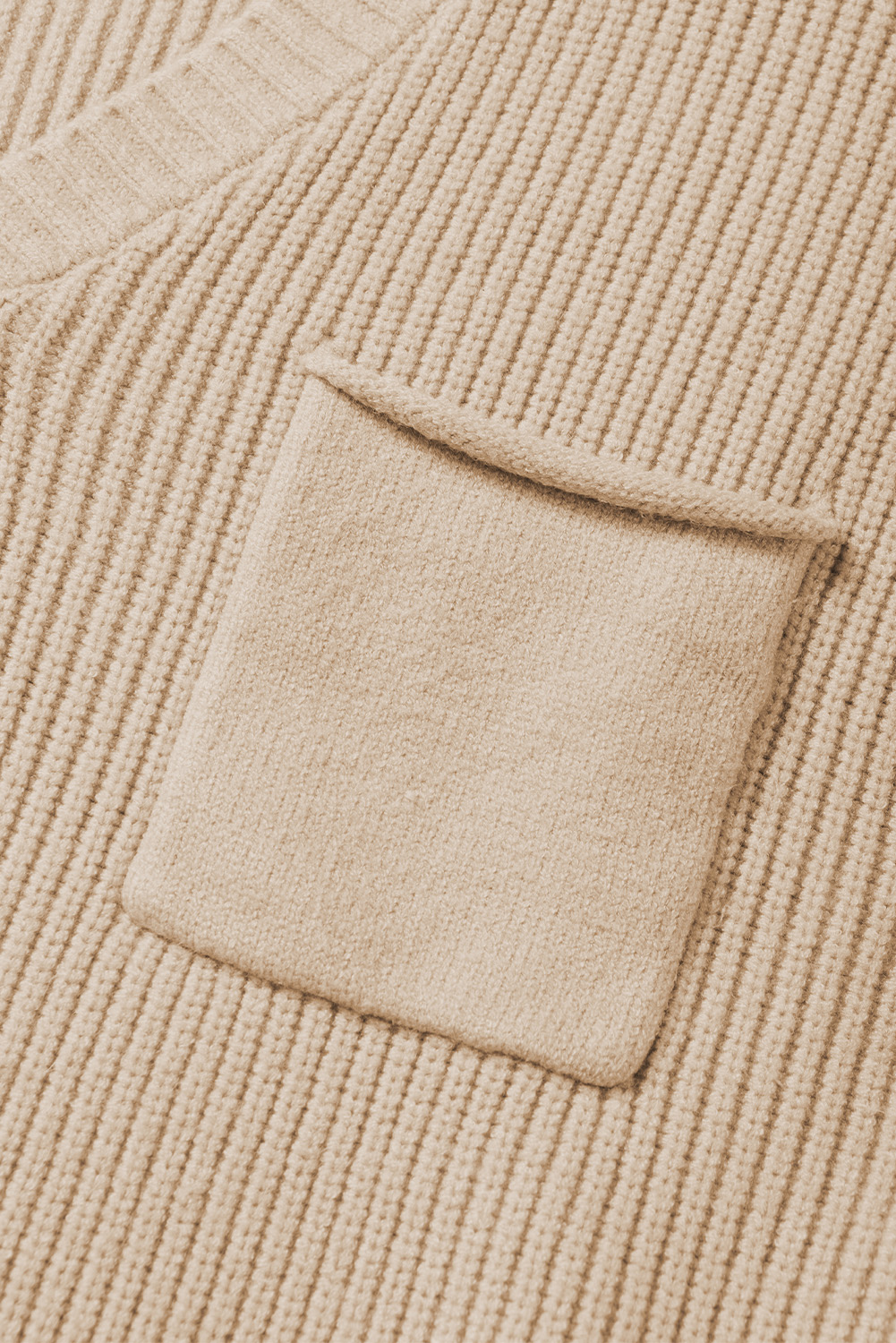 Apricot Chest Pocket V Neck Ribbed Cap Sleeve Sweater - loveforevers