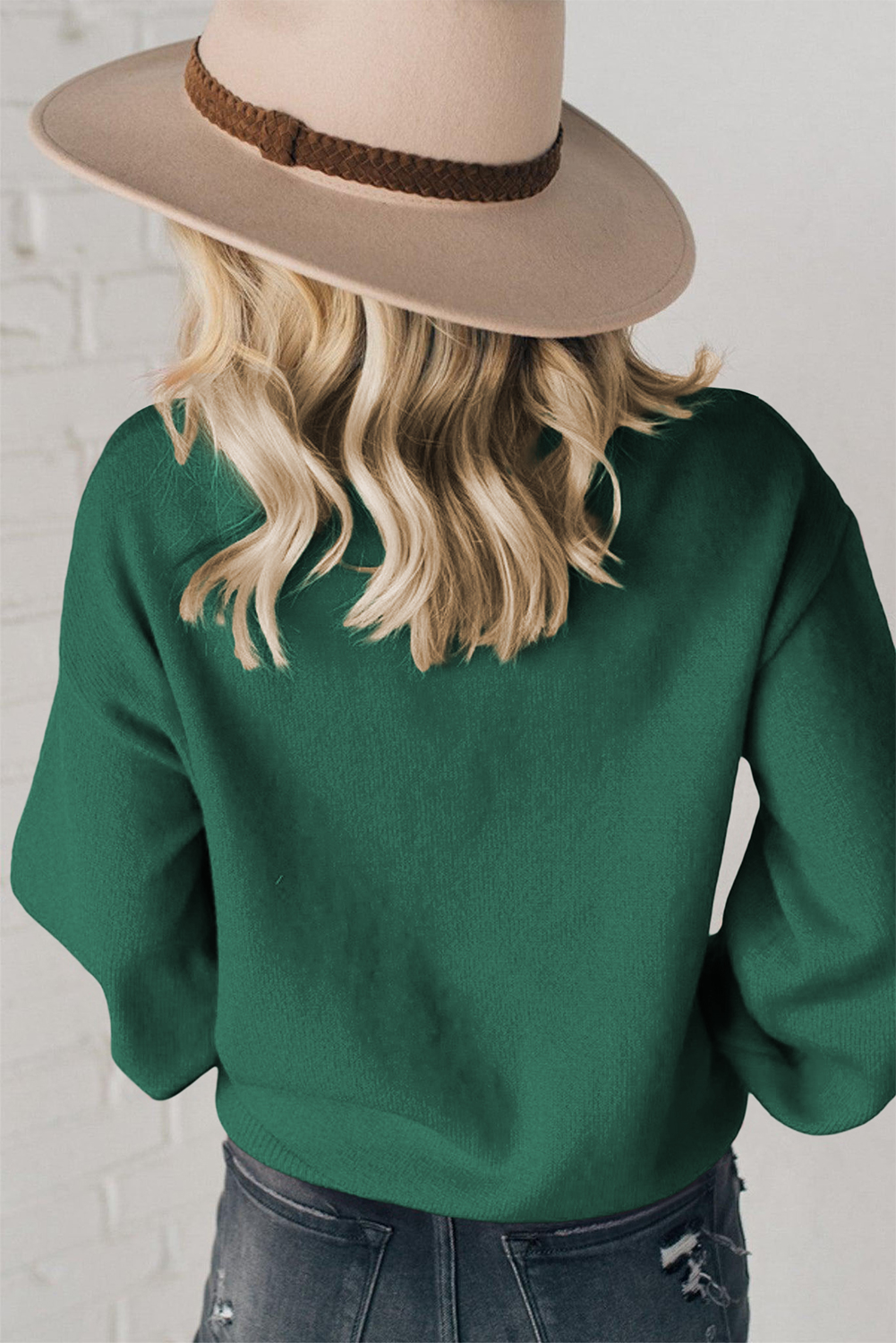 Blackish Green Pearl Beaded Merry Casual Sweater - loveforevers