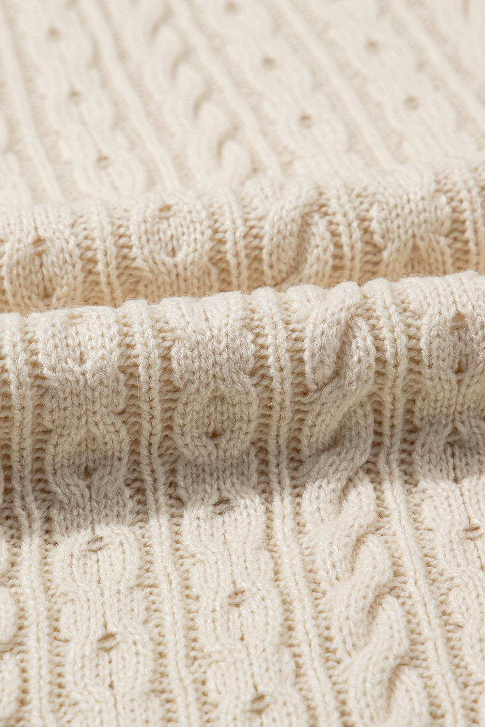 White Cable Knit Texture Uneven Hem Hooded Chic Cardigan - loveforevers