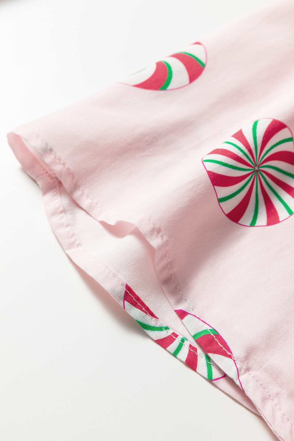 Green Christmas Candy Contrast Trim Bow Knot Silky 2pcs Pajama Set - loveforevers