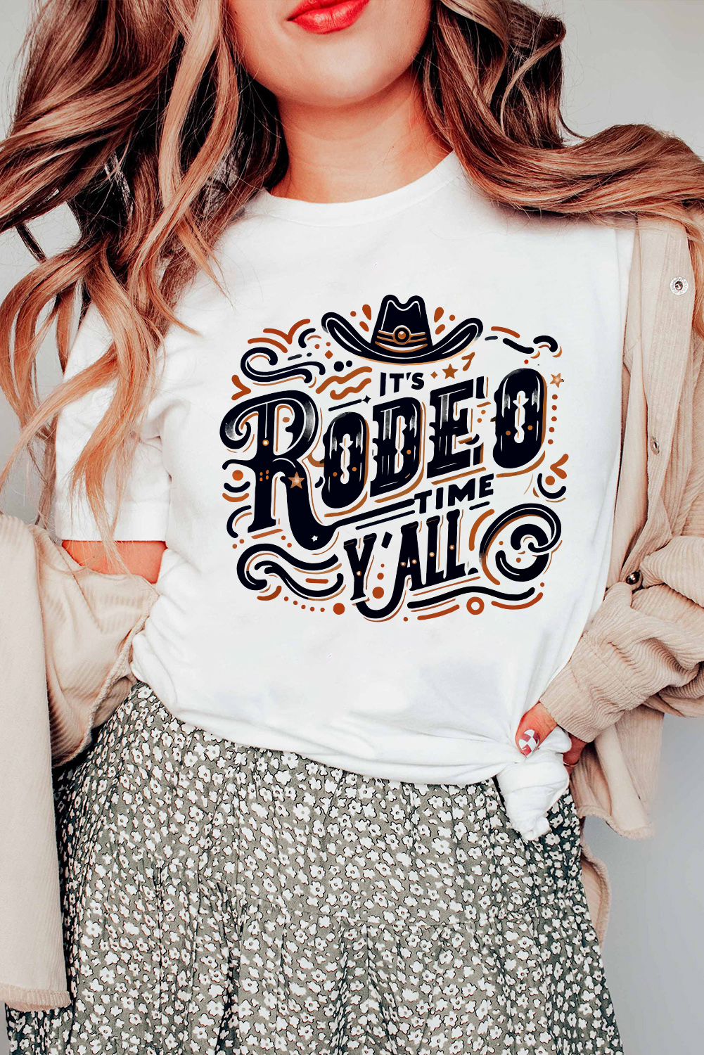 White ITS RODEO TIME YALL Western Graphic T Shirt - loveforevers