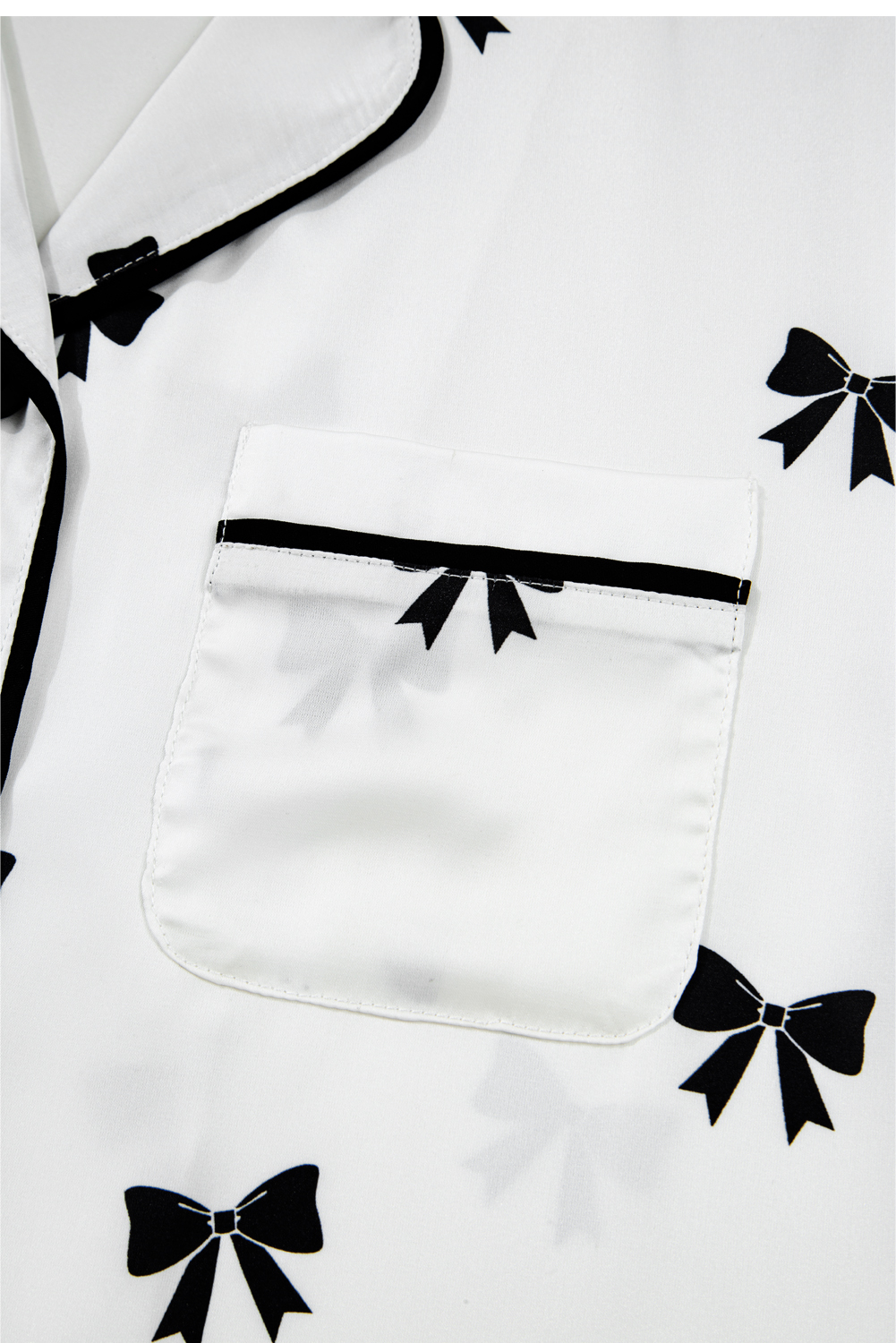White Bows Print Two Piece Sleepwear - loveforevers