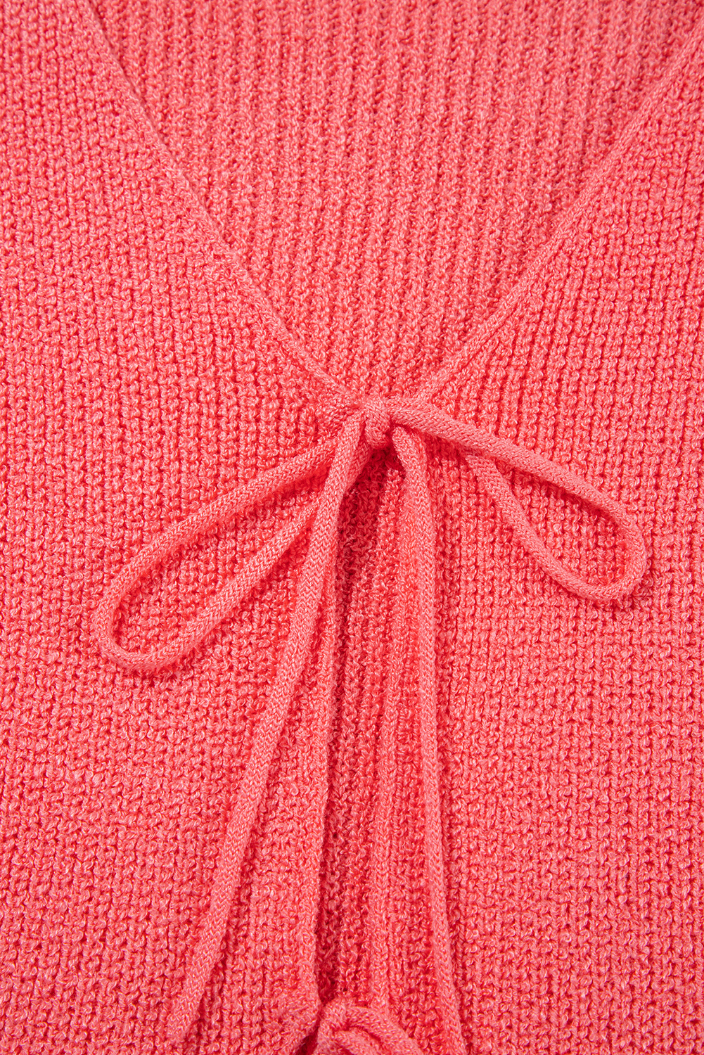 Tomato Red Lace-up Front V Neck Sweater Vest - loveforevers