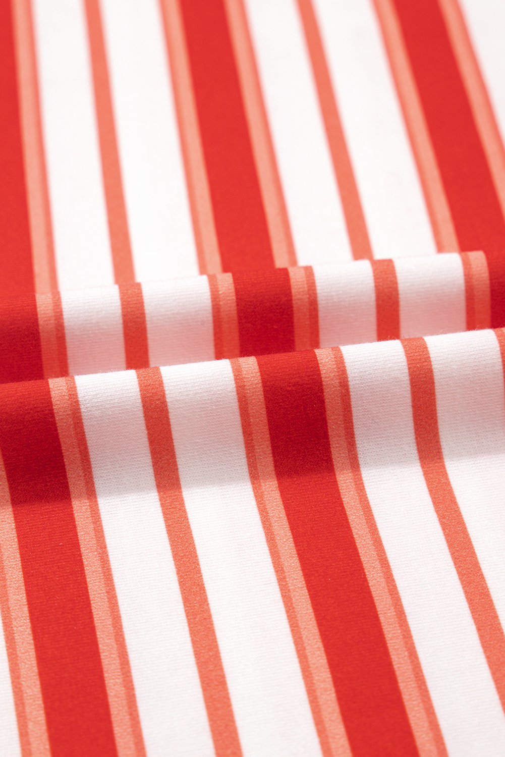 Tomato Red Stripe Print Contrast Collar Raglan Sleeve T Shirt - loveforevers