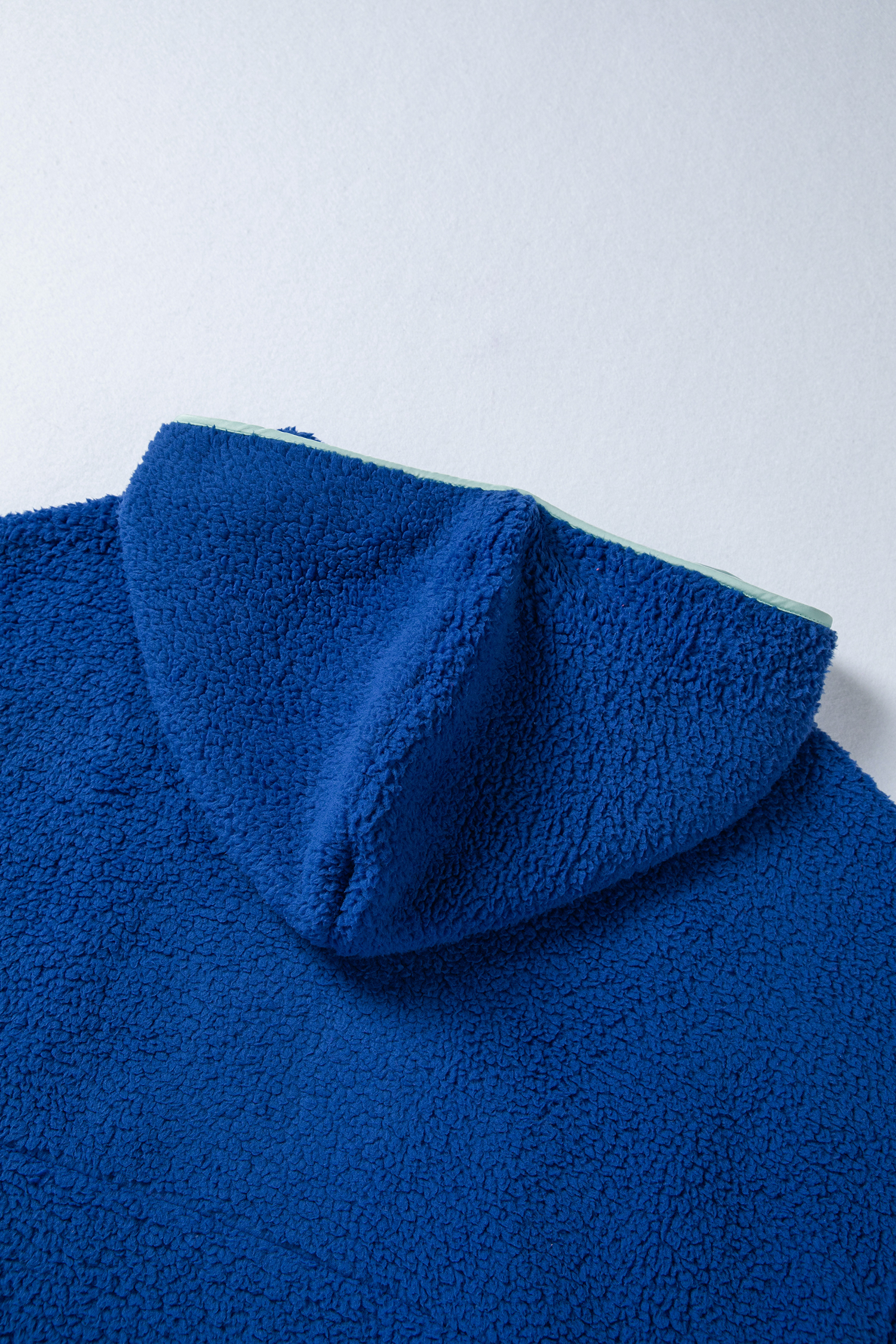 Sky Blue Sherpa Half Zip Contrast Trim Pullover Hoodie - loveforevers