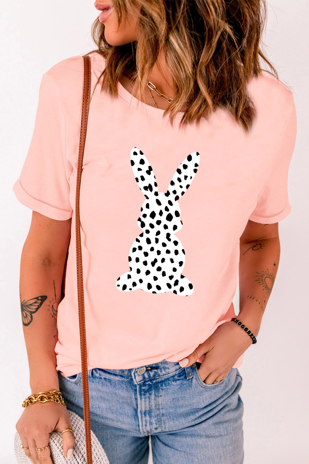 White Easter Egg Bow Bunny Ear Printed T Shirt - loveforevers
