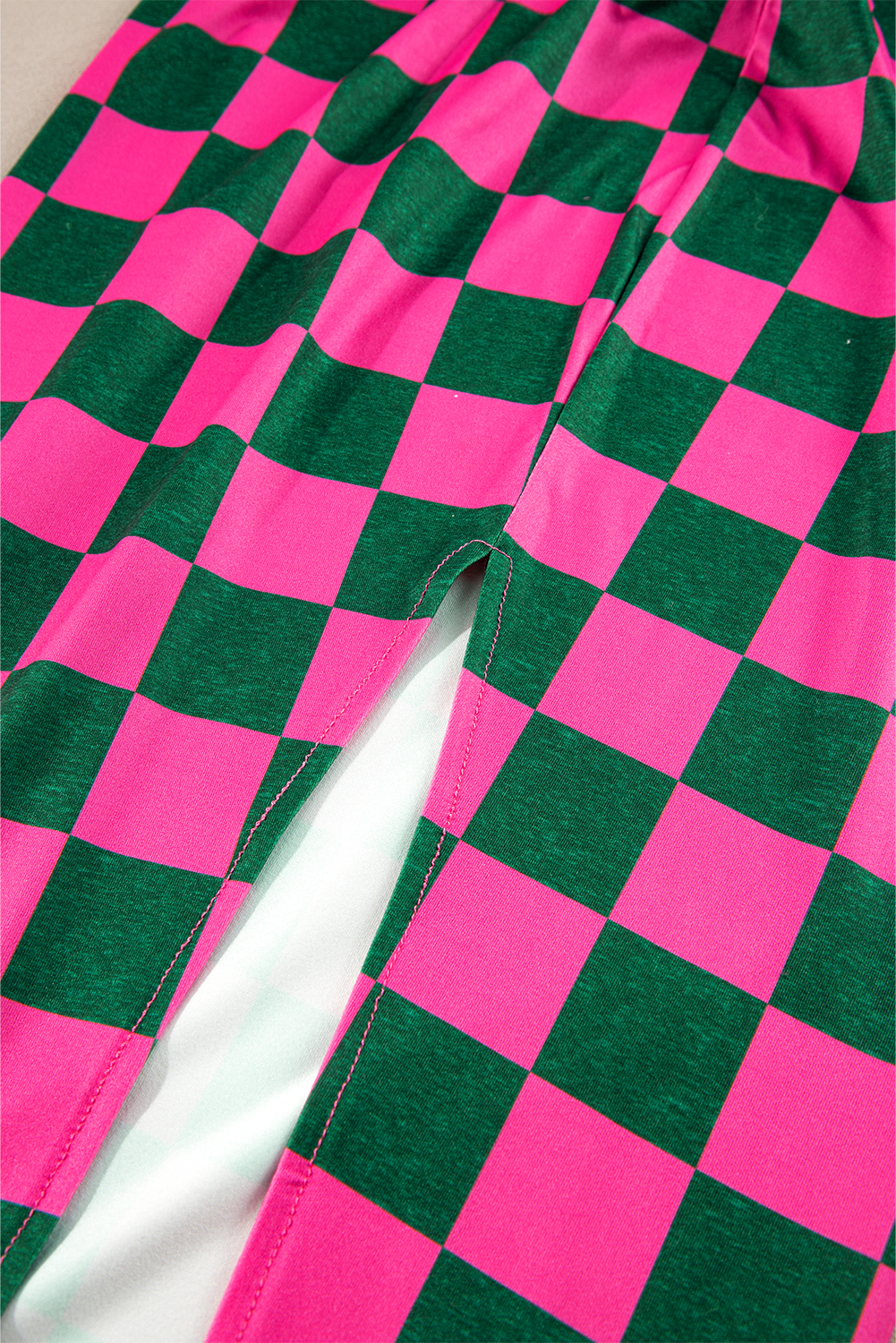 Black 2-Tone Checked Print High Waist Wide Leg Pants - loveforevers