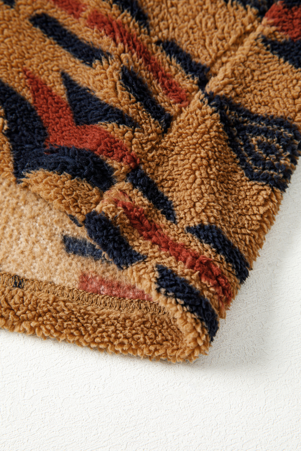 Khaki Western Aztec Pattern Fleece Shacket - loveforevers