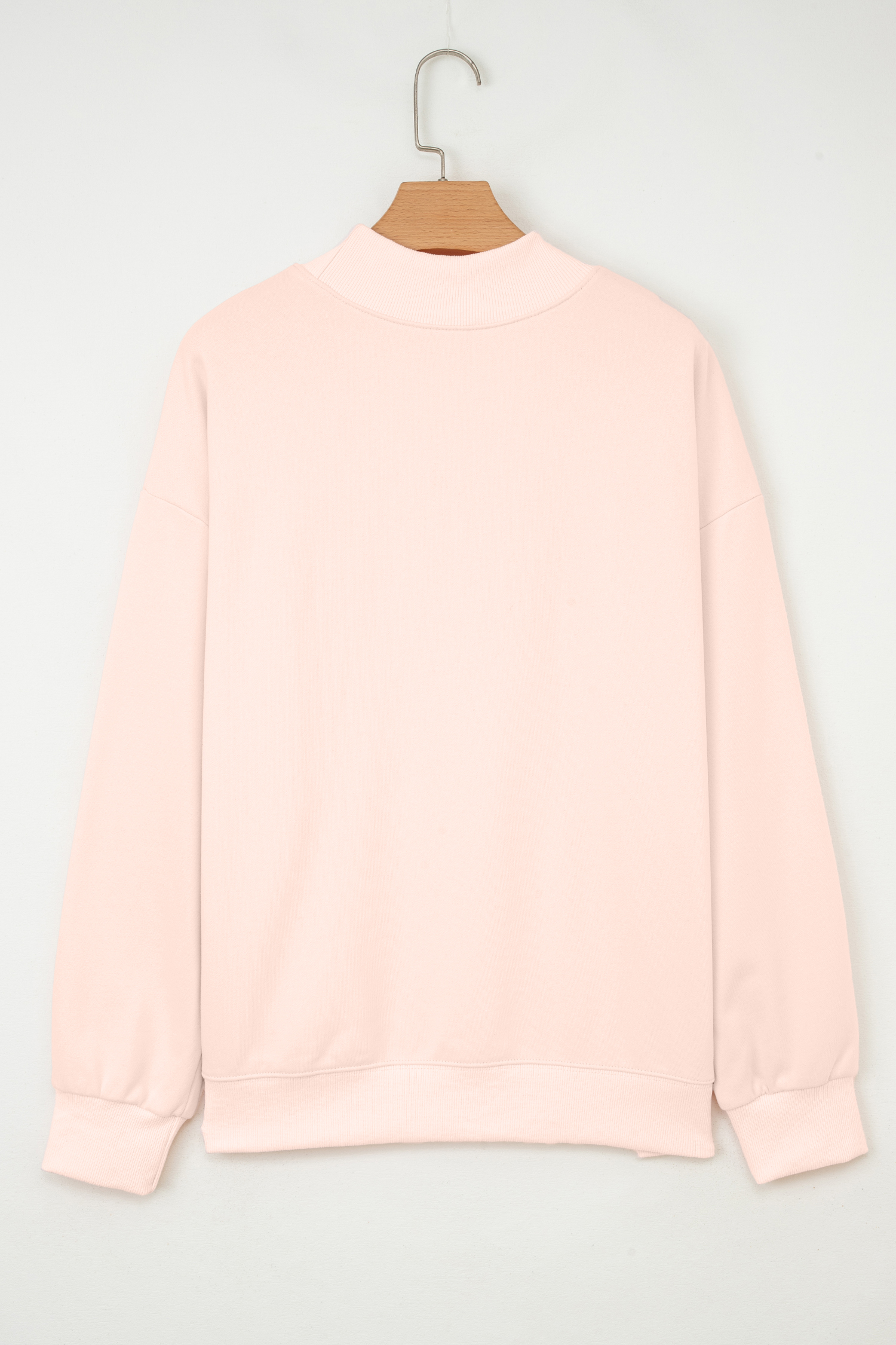 Apricot Pink Artistic Easter Eggs Sequin Patch Graphic Mock Neck Sweatshirt - loveforevers