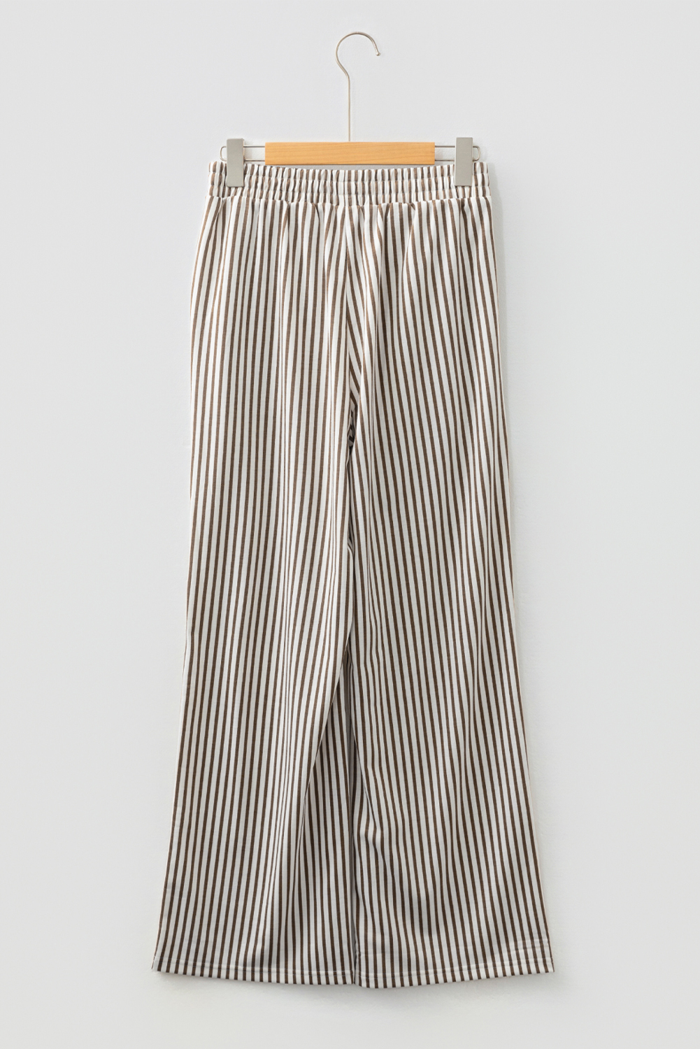 Brown Stripe Elastic High Waist Pocketed Loose Pants - loveforevers