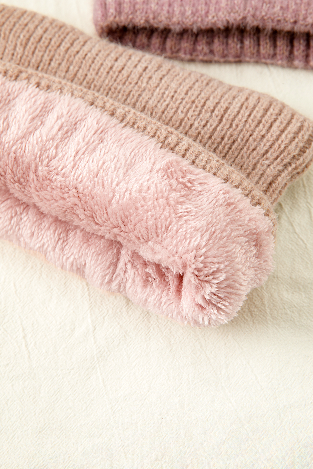 Peach Blossom Cozy Sherpa Liner Stylish Knitted Beanie and Scarf Set - loveforevers