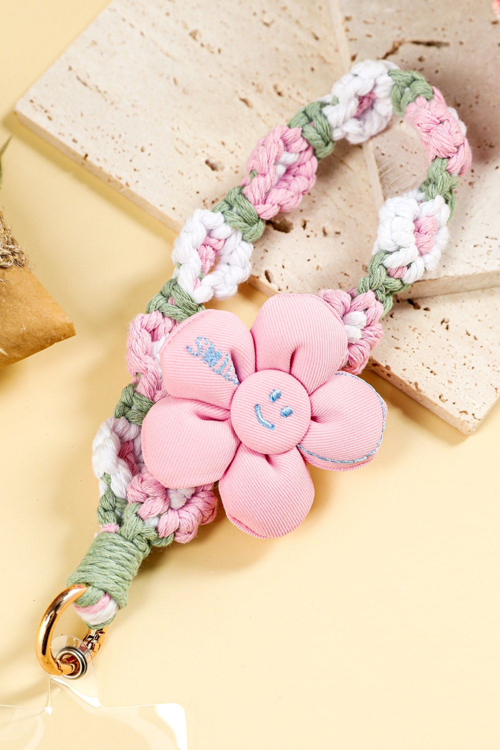 Pink Flower Decor Daisy Crochet Phone Strap - loveforevers