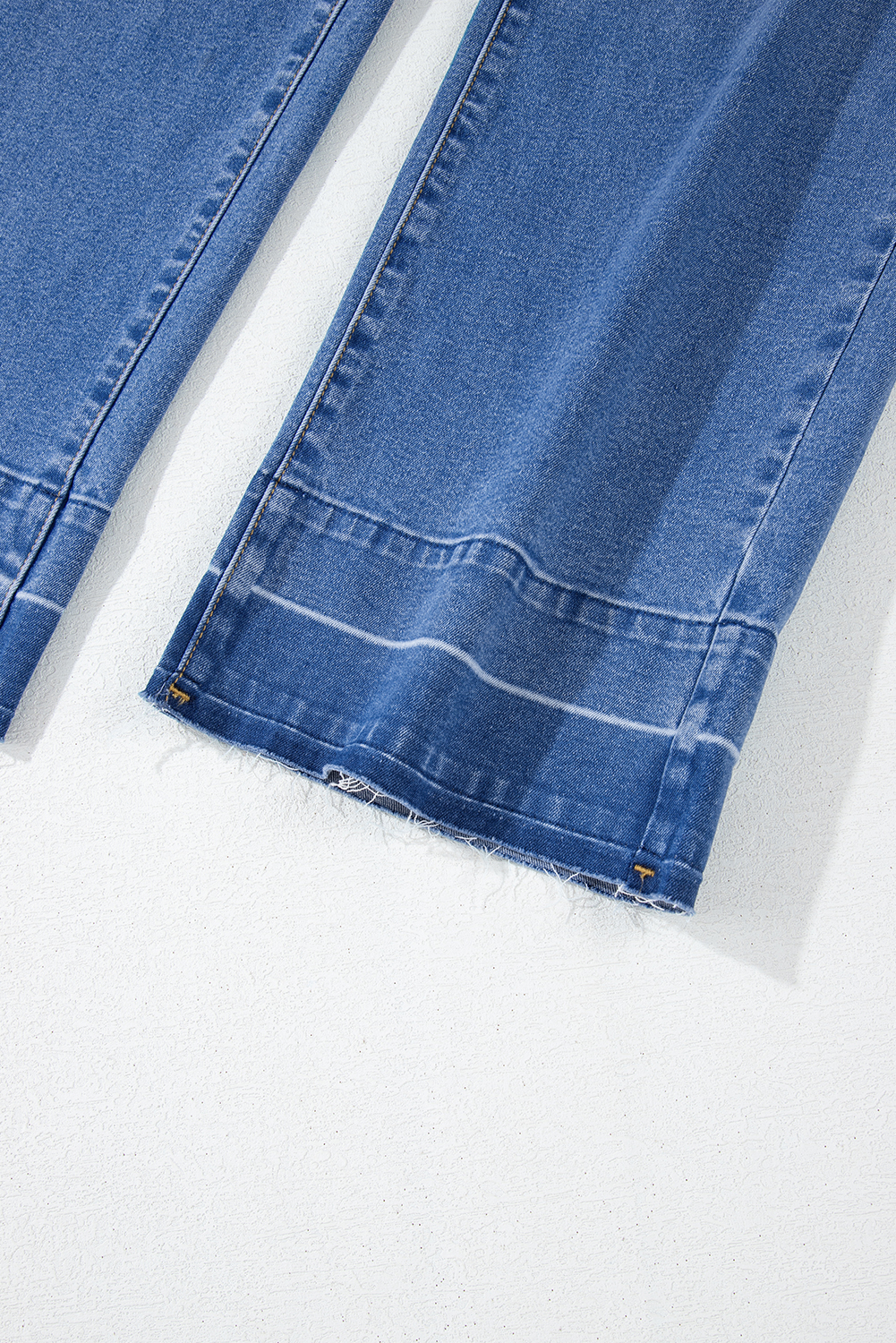 Real Teal Raw Hem Unique Cuffs Straight High Rise Loose Jeans - loveforevers
