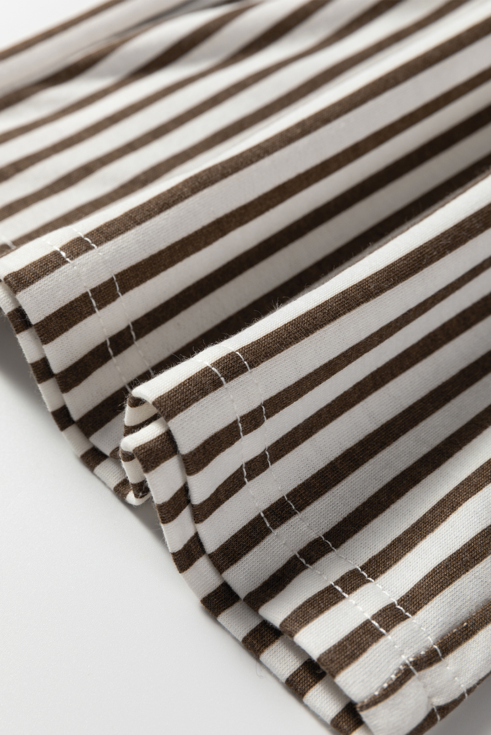 Brown Stripe Elastic High Waist Pocketed Loose Pants - loveforevers