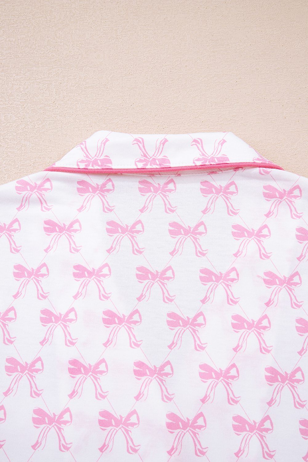 Sky Blue Bow Print Long Sleeve Shirt and Pants Soft Pajama Set - loveforevers
