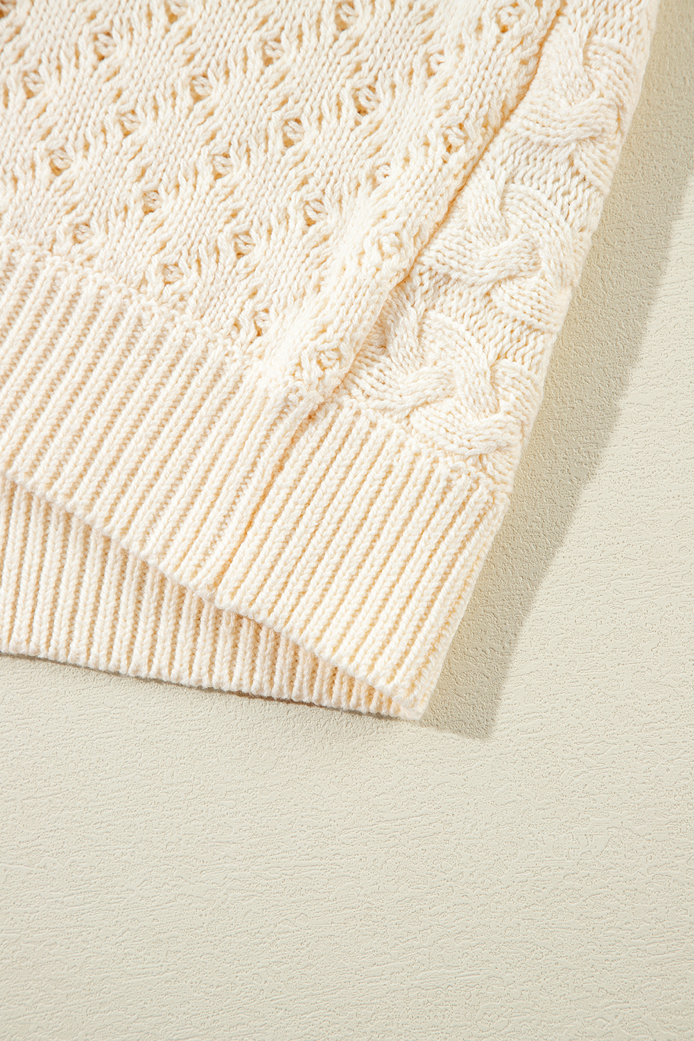 Beige Cable Knit Dolman Armholes Sweater Tank - loveforevers
