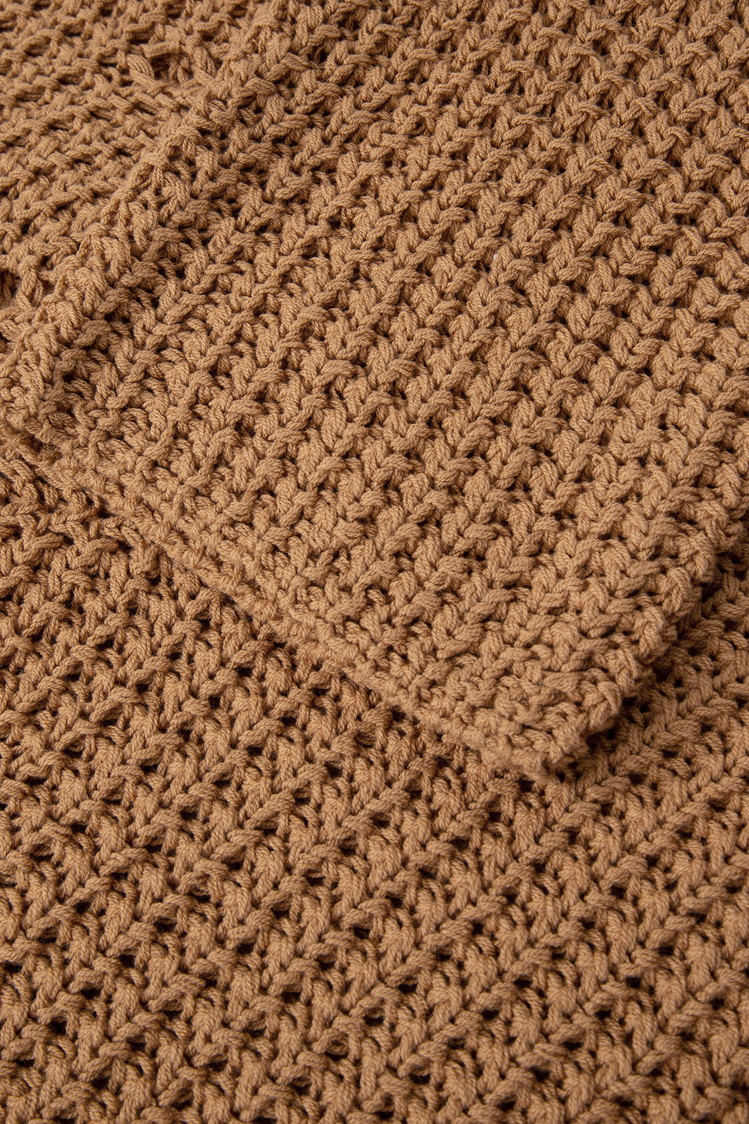 Camel Hollowed Detail Wide Sleeve Loose Pullover Sweater - loveforevers