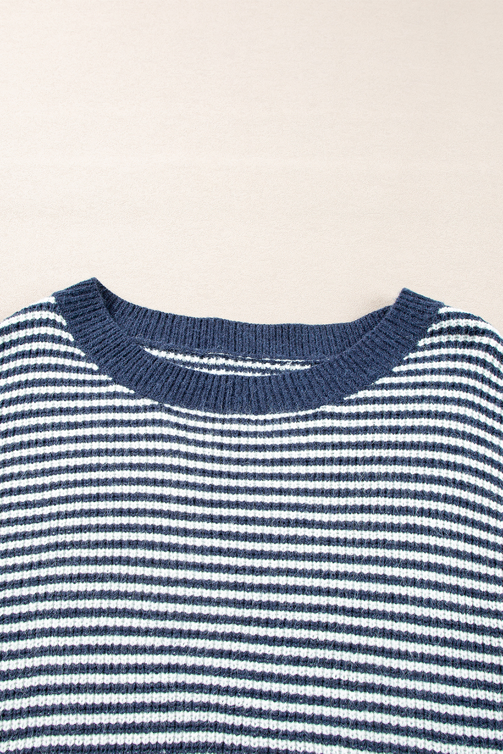 Sail Blue Striped Lantern Sleeve Drop Shoulder Cozy Sweater - loveforevers