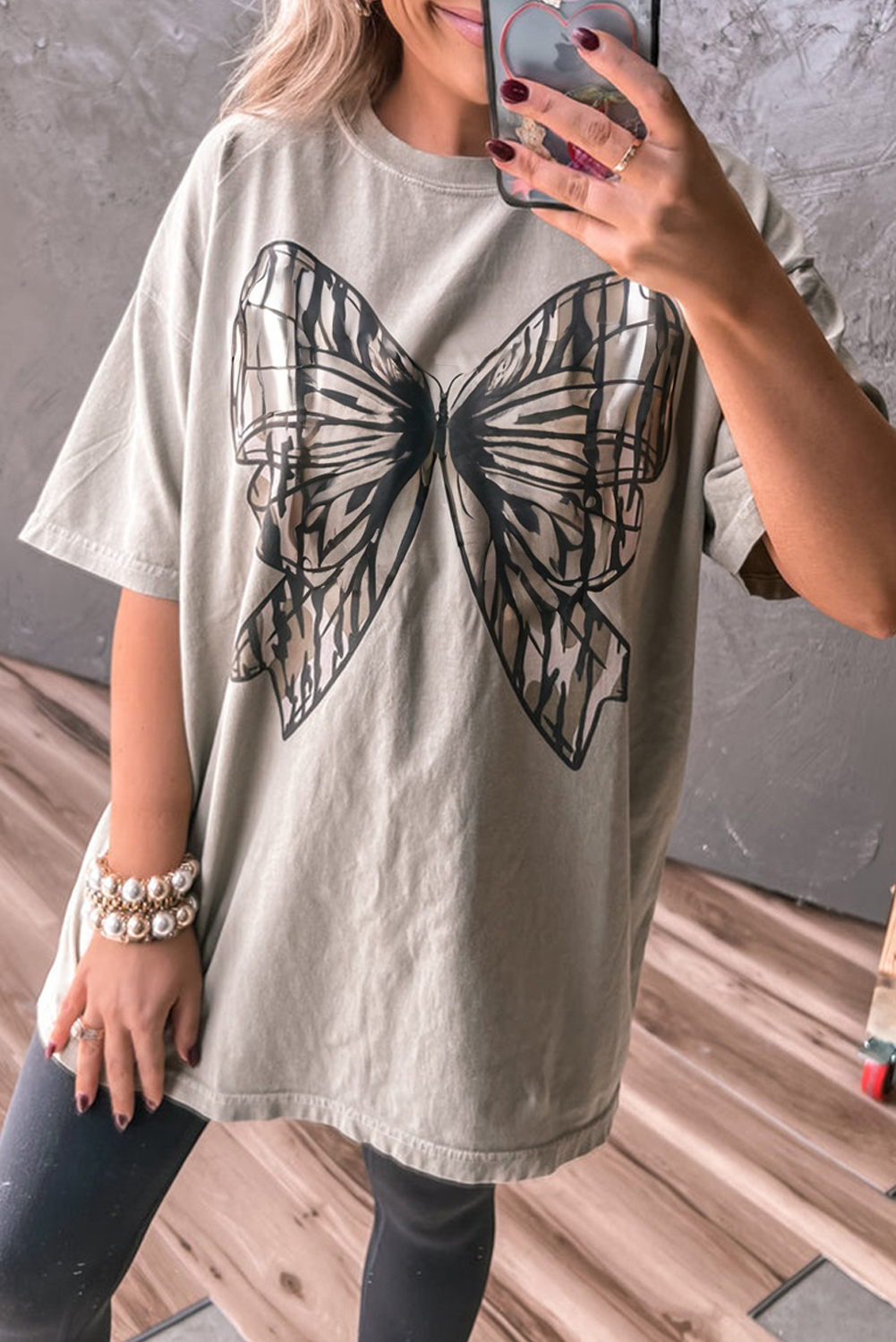 Casual Oversize Big Bow Printed Drop Shoulder Tunic Casual Tee - loveforevers