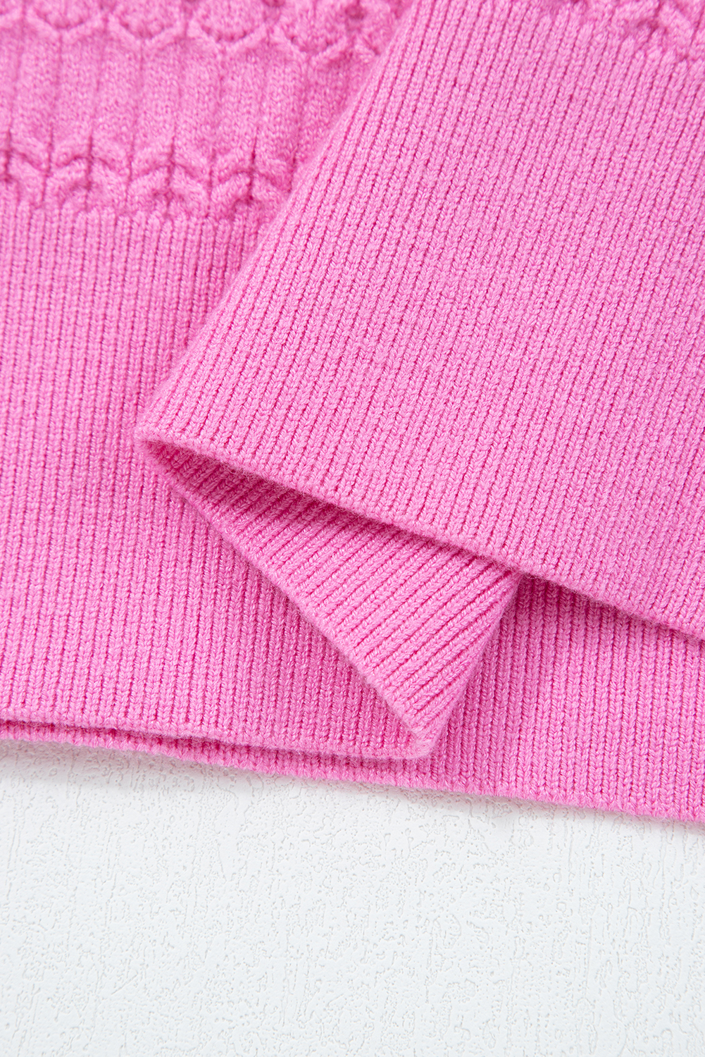 Fiery Red Trendy Pattern Knit Ribbed Cuffs Crew Neck Sweater - loveforevers