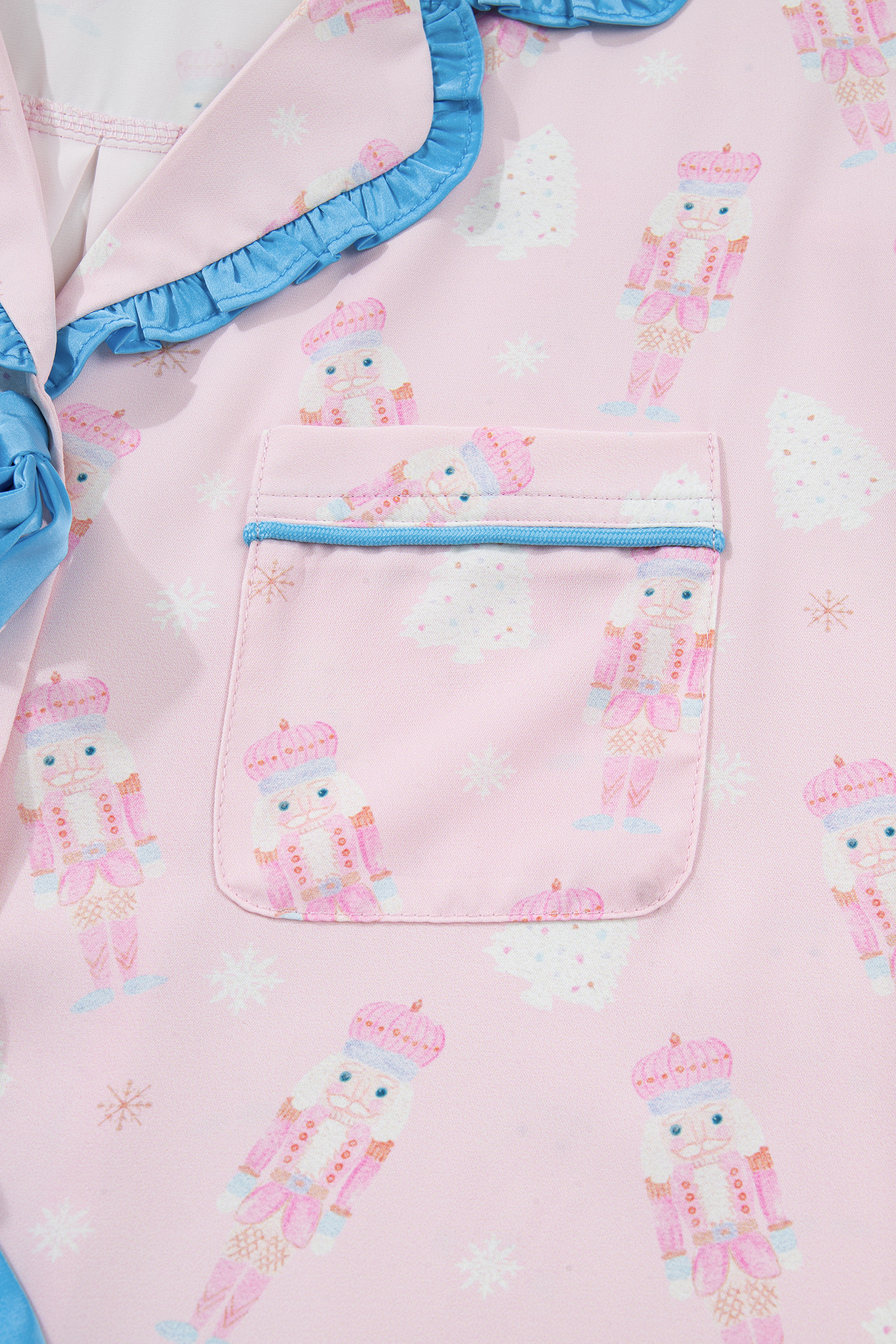 Pink Bow Tie Front Christmas Nutcracker Long Sleeve Shirt Shorts Pajama Set - loveforevers