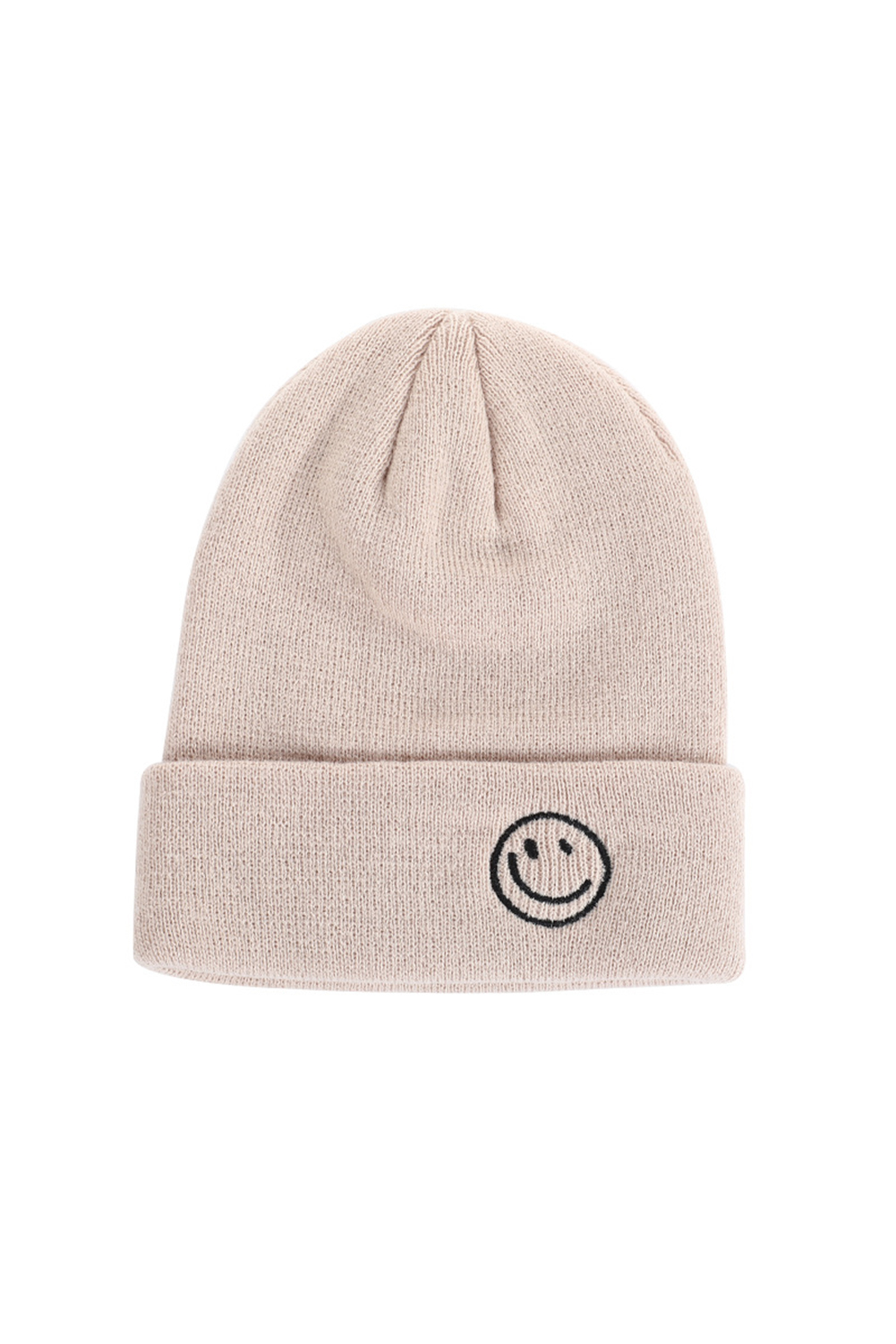 White Smiley Face Eaveless Beanie Hats - loveforevers