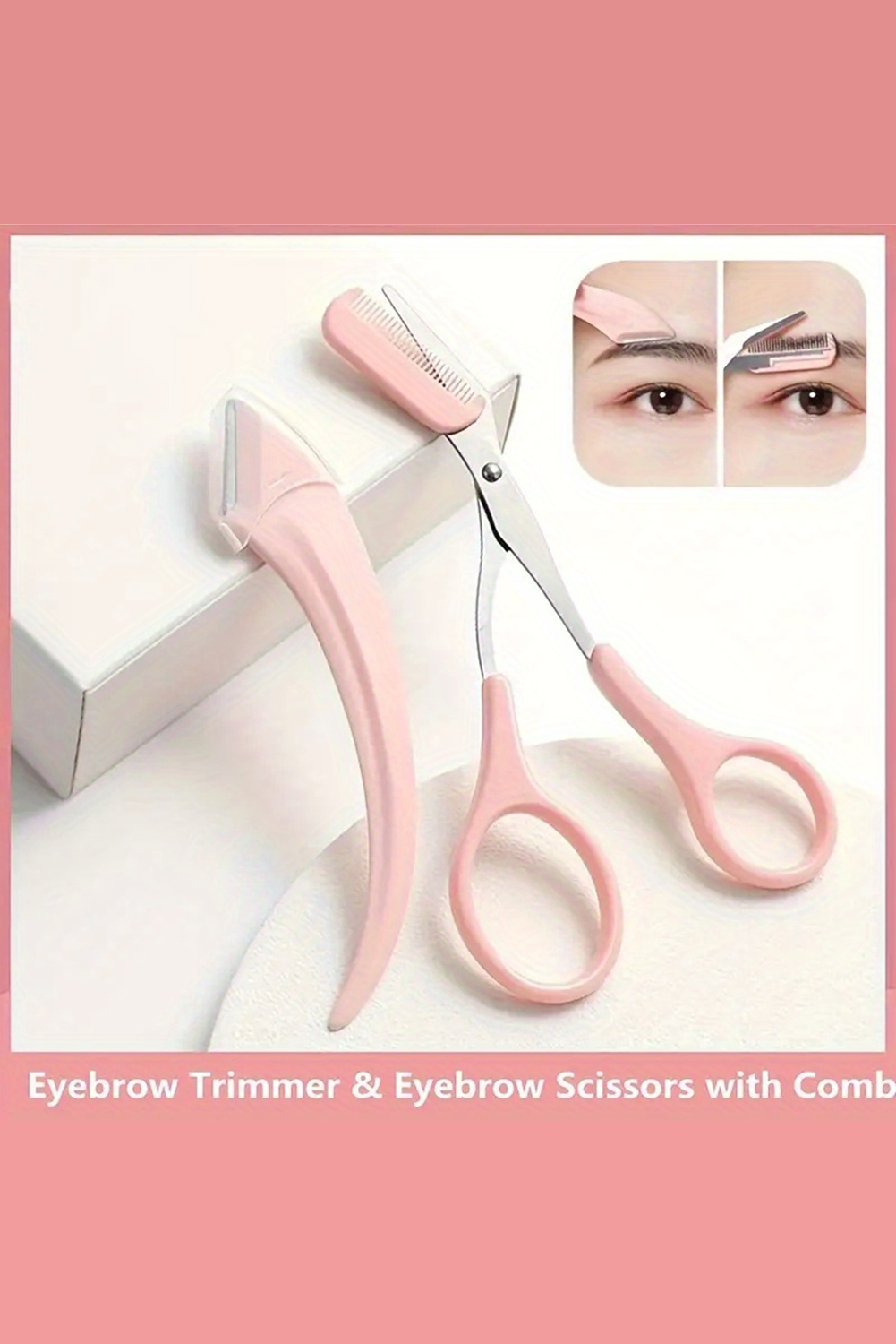 Light Pink 2pcs Eyebrow Trimming Tool Set - loveforevers
